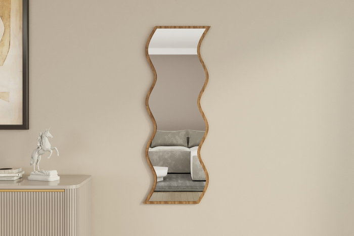 Hanah Home Espejo flotal-e Blanco y Nogal 40x120x2.2 cm